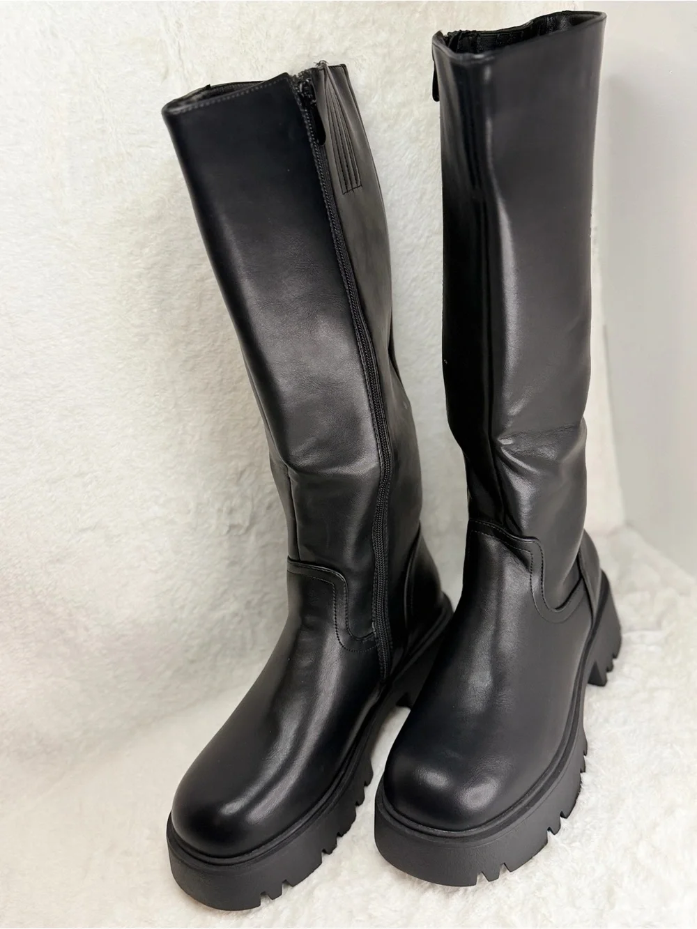 Dream Pairs Black Over-the-Knee Chunky Lug Boots